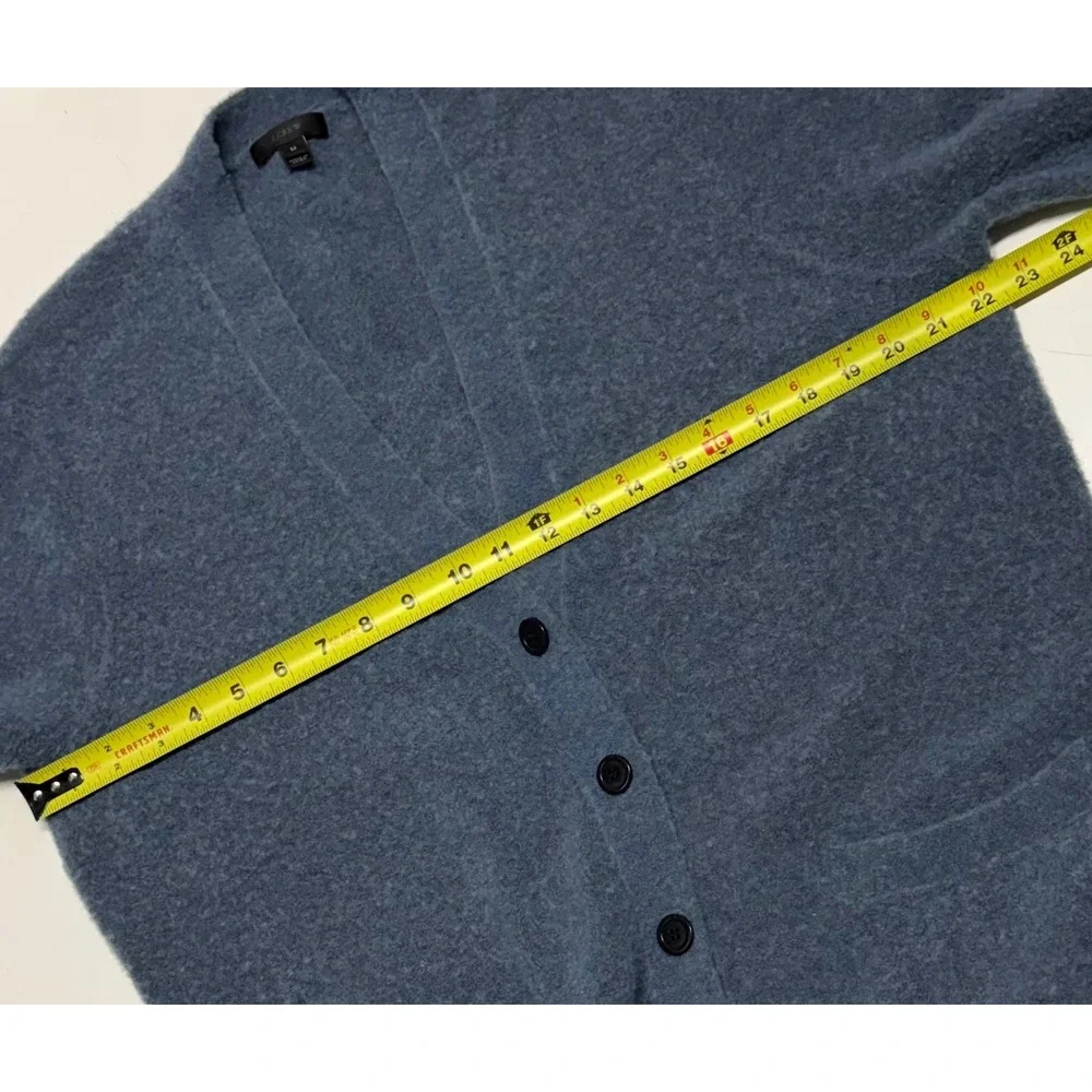 J. Crew Womens Blue Fuzzy Oversized Longline Cardigan Sweater Size M‎ V-Neck
